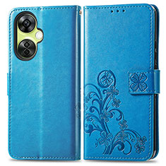 Funda de Cuero Cartera con Soporte Flores Carcasa para OnePlus Nord CE 3 5G Azul