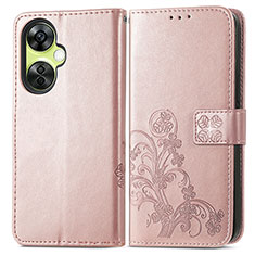 Funda de Cuero Cartera con Soporte Flores Carcasa para OnePlus Nord CE 3 Lite 5G Oro Rosa