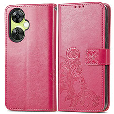 Funda de Cuero Cartera con Soporte Flores Carcasa para OnePlus Nord CE 3 Lite 5G Rosa Roja