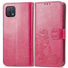 Funda de Cuero Cartera con Soporte Flores Carcasa para Oppo A16K Rojo