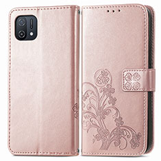 Funda de Cuero Cartera con Soporte Flores Carcasa para Oppo A16K Rosa