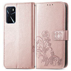 Funda de Cuero Cartera con Soporte Flores Carcasa para Oppo A16s Rosa