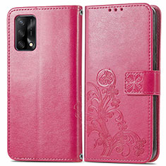 Funda de Cuero Cartera con Soporte Flores Carcasa para Oppo F19 Rojo