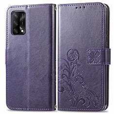 Funda de Cuero Cartera con Soporte Flores Carcasa para Oppo F19s Morado