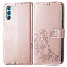 Funda de Cuero Cartera con Soporte Flores Carcasa para Oppo K9 Pro 5G Rosa