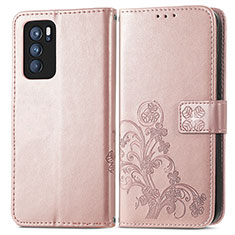 Funda de Cuero Cartera con Soporte Flores Carcasa para Oppo Reno6 Pro 5G India Rosa