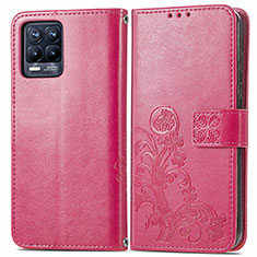 Funda de Cuero Cartera con Soporte Flores Carcasa para Realme 8 4G Rosa Roja