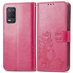 Funda de Cuero Cartera con Soporte Flores Carcasa para Realme 8 5G Rosa Roja