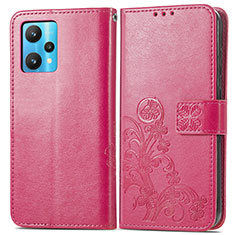 Funda de Cuero Cartera con Soporte Flores Carcasa para Realme 9 5G Rosa Roja