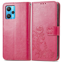 Funda de Cuero Cartera con Soporte Flores Carcasa para Realme 9 Pro+ Plus 5G Rosa Roja