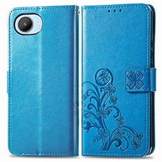 Funda de Cuero Cartera con Soporte Flores Carcasa para Realme C30s Azul