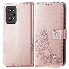 Funda de Cuero Cartera con Soporte Flores Carcasa para Realme GT Neo 3T 5G Morado