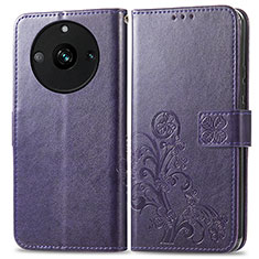 Funda de Cuero Cartera con Soporte Flores Carcasa para Realme Narzo 60 5G Morado