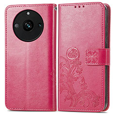 Funda de Cuero Cartera con Soporte Flores Carcasa para Realme Narzo 60 Pro 5G Rosa Roja