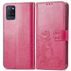 Funda de Cuero Cartera con Soporte Flores Carcasa para Realme V11 5G Rosa Roja