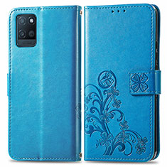 Funda de Cuero Cartera con Soporte Flores Carcasa para Realme V11s 5G Azul