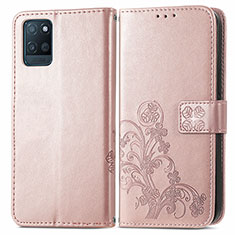 Funda de Cuero Cartera con Soporte Flores Carcasa para Realme V11s 5G Oro Rosa