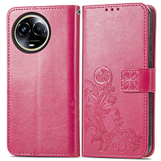 Funda de Cuero Cartera con Soporte Flores Carcasa para Realme V50s 5G Rosa Roja