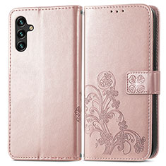 Funda de Cuero Cartera con Soporte Flores Carcasa para Samsung Galaxy A04s Rosa