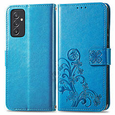 Funda de Cuero Cartera con Soporte Flores Carcasa para Samsung Galaxy A05s Azul