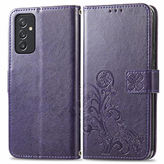 Funda de Cuero Cartera con Soporte Flores Carcasa para Samsung Galaxy A15 4G Morado