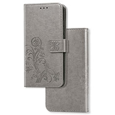 Funda de Cuero Cartera con Soporte Flores Carcasa para Samsung Galaxy A21 SC-42A Gris