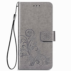 Funda de Cuero Cartera con Soporte Flores Carcasa para Samsung Galaxy A22 4G Gris