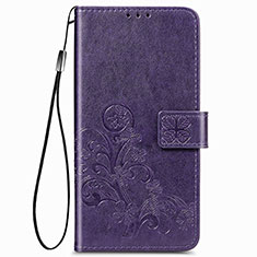 Funda de Cuero Cartera con Soporte Flores Carcasa para Samsung Galaxy A22 4G Morado