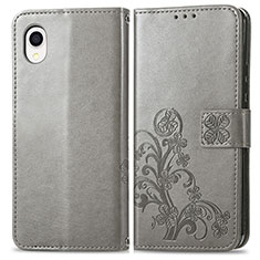 Funda de Cuero Cartera con Soporte Flores Carcasa para Samsung Galaxy A22 5G SC-56B Gris