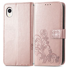 Funda de Cuero Cartera con Soporte Flores Carcasa para Samsung Galaxy A22 5G SC-56B Rosa