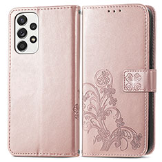 Funda de Cuero Cartera con Soporte Flores Carcasa para Samsung Galaxy A33 5G Rosa