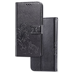 Funda de Cuero Cartera con Soporte Flores Carcasa para Samsung Galaxy A91 Negro