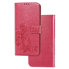 Funda de Cuero Cartera con Soporte Flores Carcasa para Samsung Galaxy F02S SM-E025F Rojo