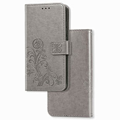 Funda de Cuero Cartera con Soporte Flores Carcasa para Samsung Galaxy Z Fold3 5G Gris