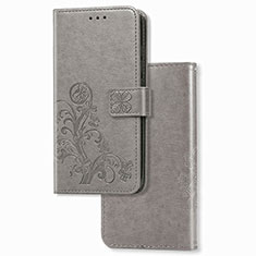 Funda de Cuero Cartera con Soporte Flores Carcasa para Samsung Galaxy Z Fold4 5G Gris