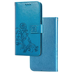 Funda de Cuero Cartera con Soporte Flores Carcasa para Sony Xperia 10 II Azul