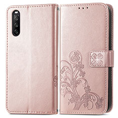 Funda de Cuero Cartera con Soporte Flores Carcasa para Sony Xperia 10 III Lite Rosa