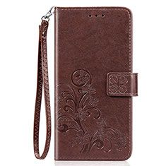 Funda de Cuero Cartera con Soporte Flores Carcasa para Sony Xperia 8 Lite Marron