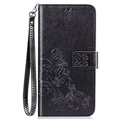 Funda de Cuero Cartera con Soporte Flores Carcasa para Sony Xperia 8 Negro