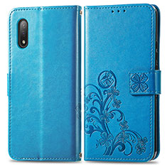 Funda de Cuero Cartera con Soporte Flores Carcasa para Sony Xperia Ace II SO-41B Azul