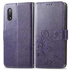 Funda de Cuero Cartera con Soporte Flores Carcasa para Sony Xperia Ace II SO-41B Morado