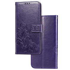 Funda de Cuero Cartera con Soporte Flores Carcasa para Vivo iQOO U3 5G Morado