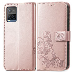 Funda de Cuero Cartera con Soporte Flores Carcasa para Vivo Y21a Rosa