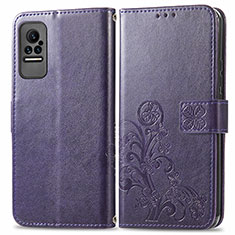 Funda de Cuero Cartera con Soporte Flores Carcasa para Xiaomi Civi 5G Morado