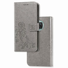 Funda de Cuero Cartera con Soporte Flores Carcasa para Xiaomi Mi 10i 5G Gris