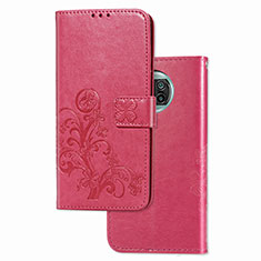 Funda de Cuero Cartera con Soporte Flores Carcasa para Xiaomi Mi 10i 5G Rojo