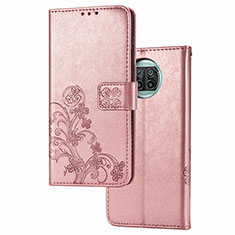 Funda de Cuero Cartera con Soporte Flores Carcasa para Xiaomi Mi 10i 5G Rosa