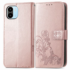 Funda de Cuero Cartera con Soporte Flores Carcasa para Xiaomi Poco C51 Rosa