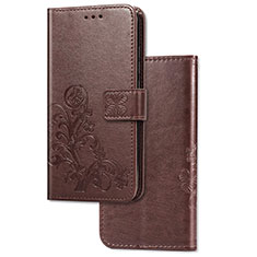 Funda de Cuero Cartera con Soporte Flores Carcasa para Xiaomi Poco M2 Pro Marron