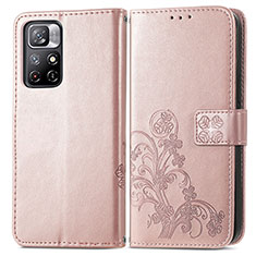 Funda de Cuero Cartera con Soporte Flores Carcasa para Xiaomi Poco M4 Pro 5G Rosa